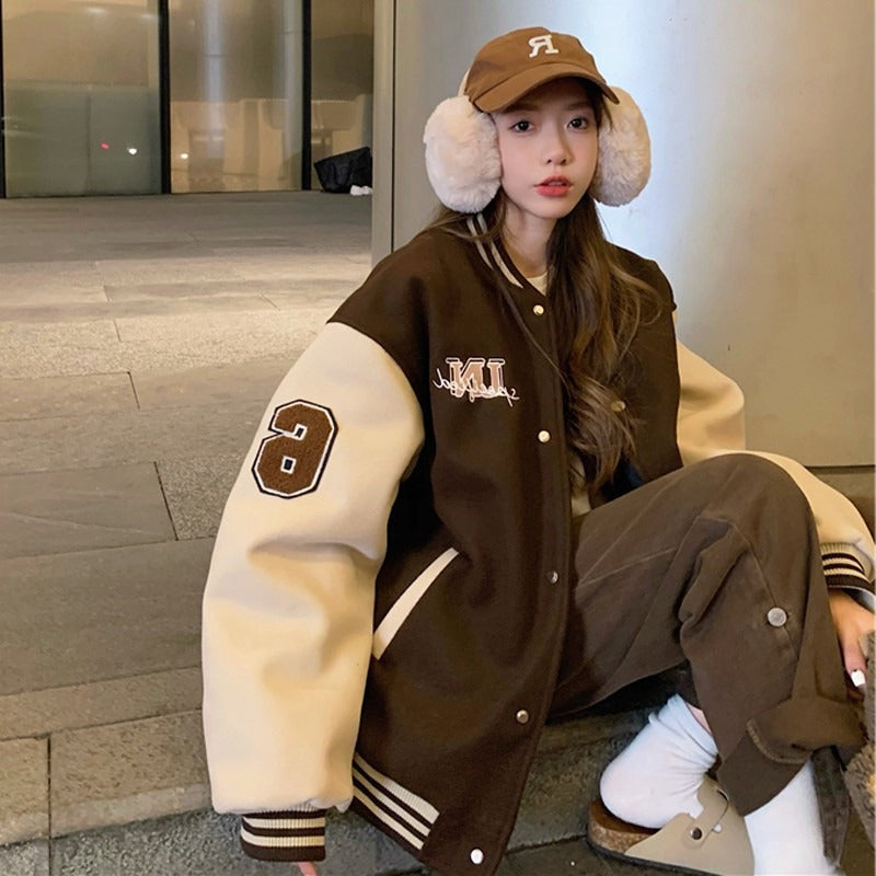 Mocha Varsity Essential Jacket