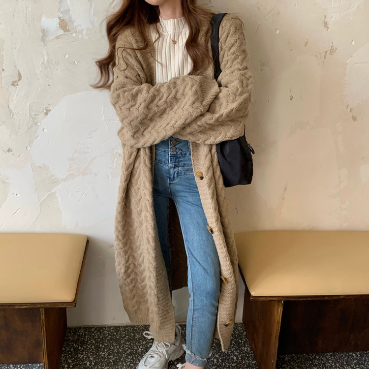 Cozy Cable-Knit Long Cardigan