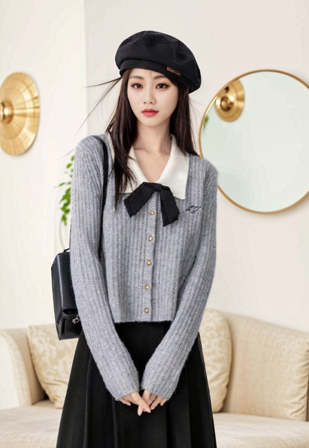 Elegant Charm Bow-Knit Sweater