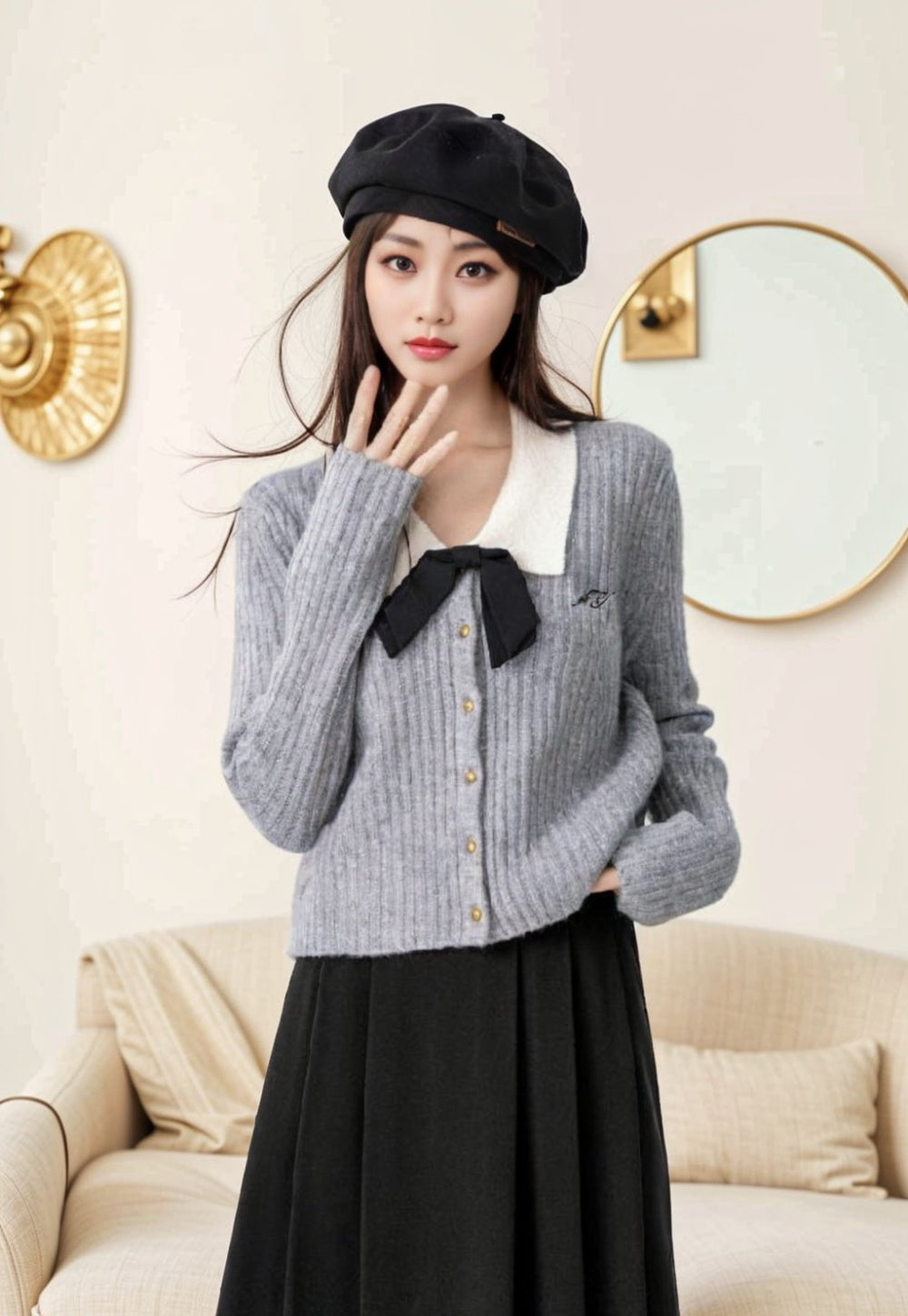 Elegant Charm Bow-Knit Sweater