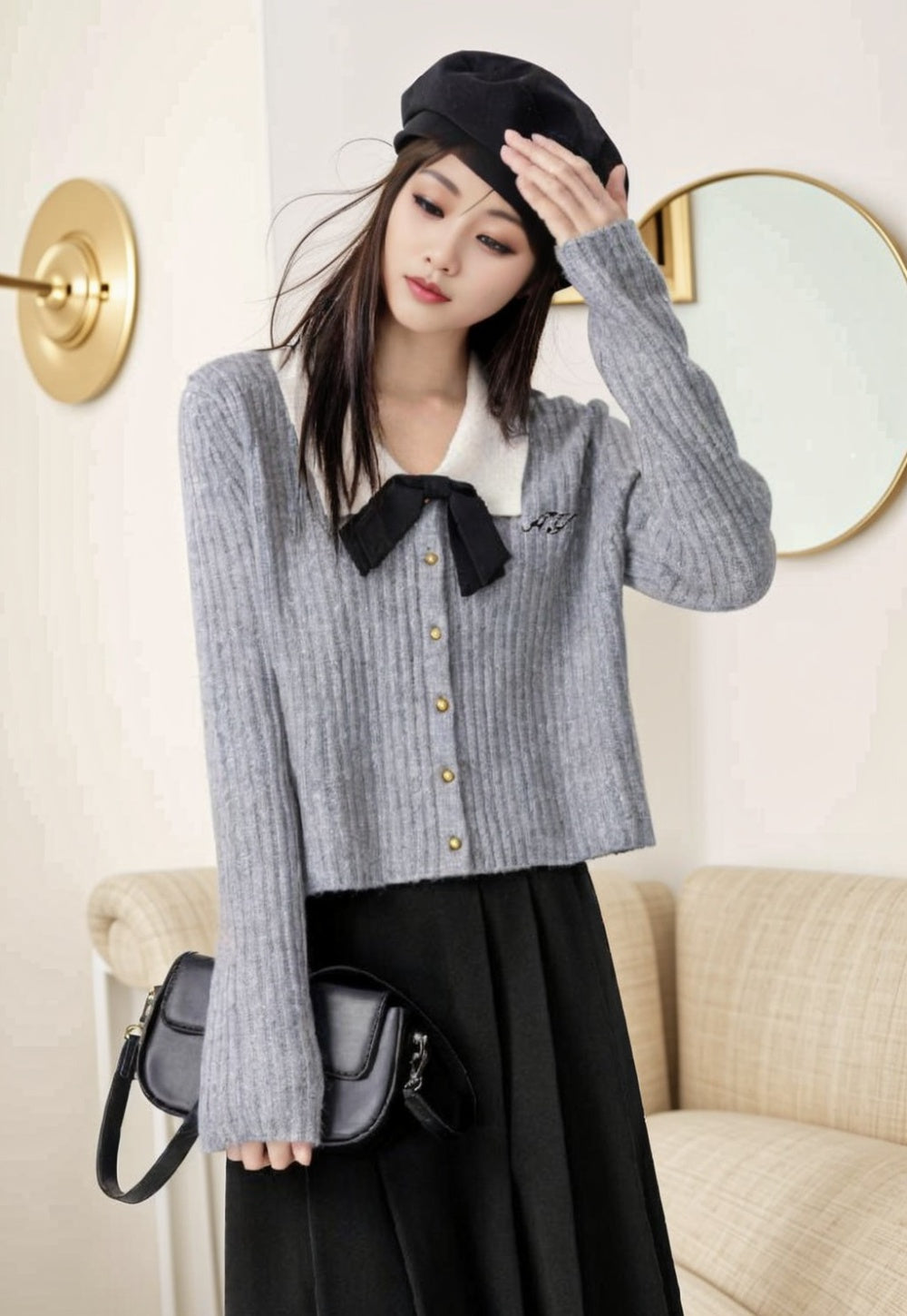 Elegant Charm Bow-Knit Sweater