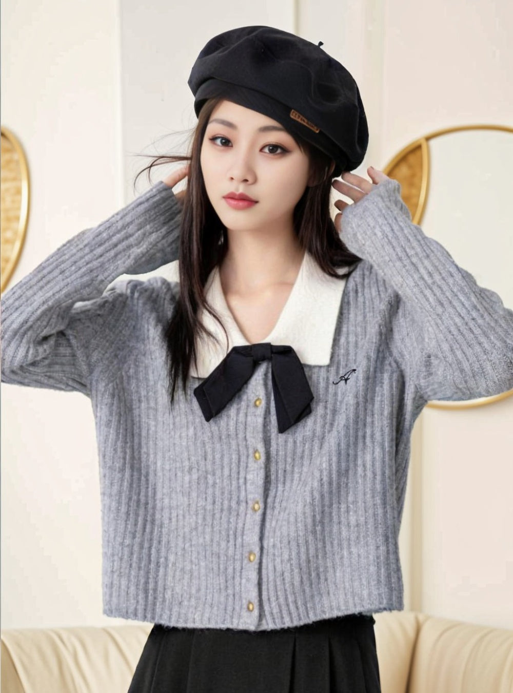 Elegant Charm Bow-Knit Sweater