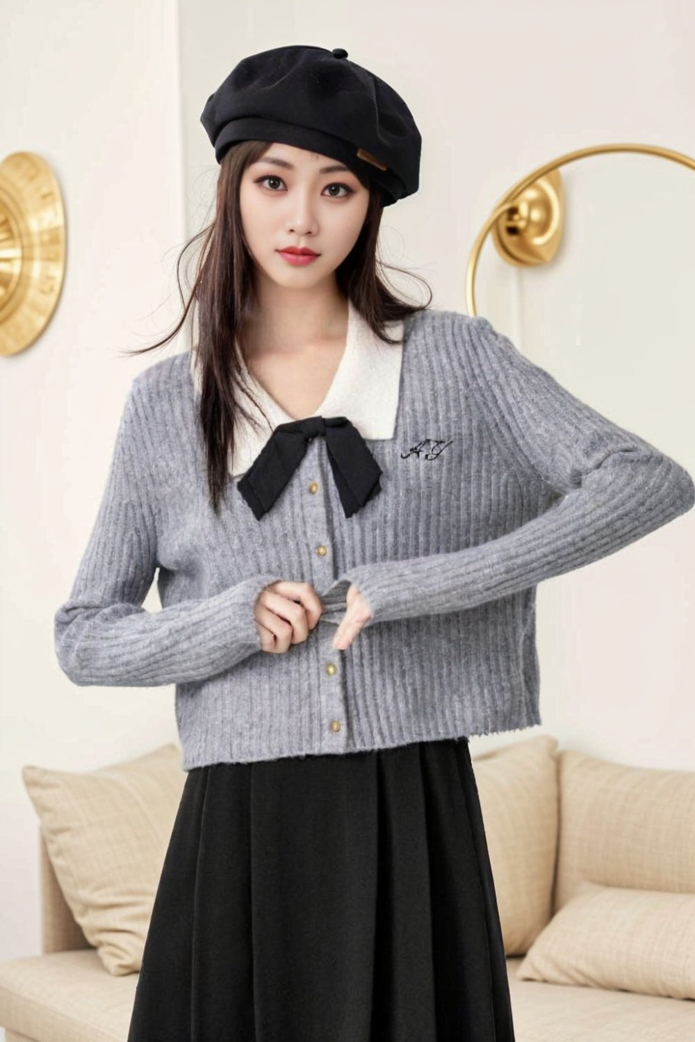 Elegant Charm Bow-Knit Sweater