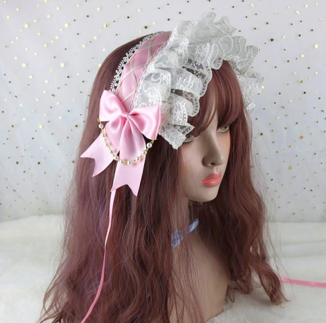 Pink Sweet Dream Lace Bow Headband