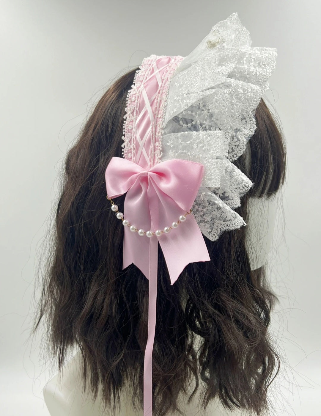 Pink Sweet Dream Lace Bow Headband