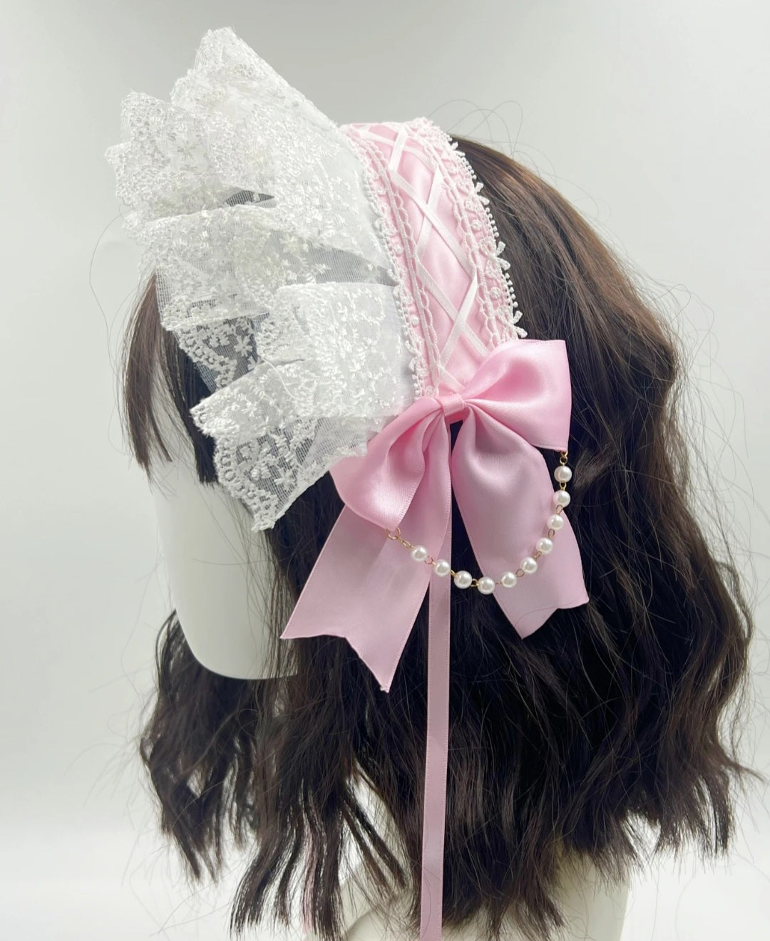 Pink Sweet Dream Lace Bow Headband