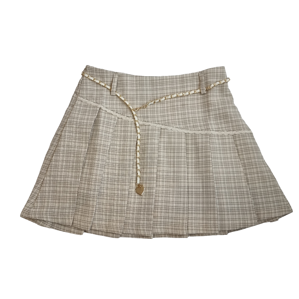 Classic Beige Plaid Skirt