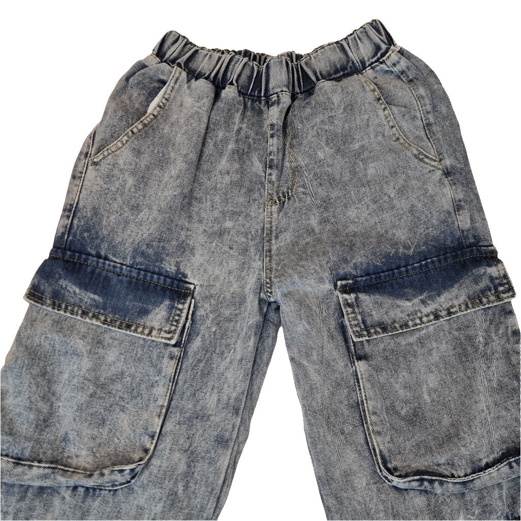 Vintage Washed Utility Cargo Jeans