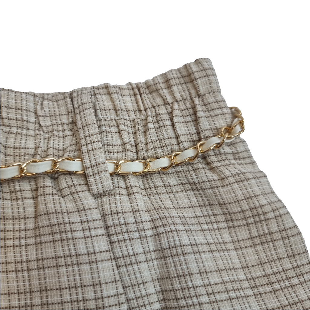 Classic Beige Plaid Skirt