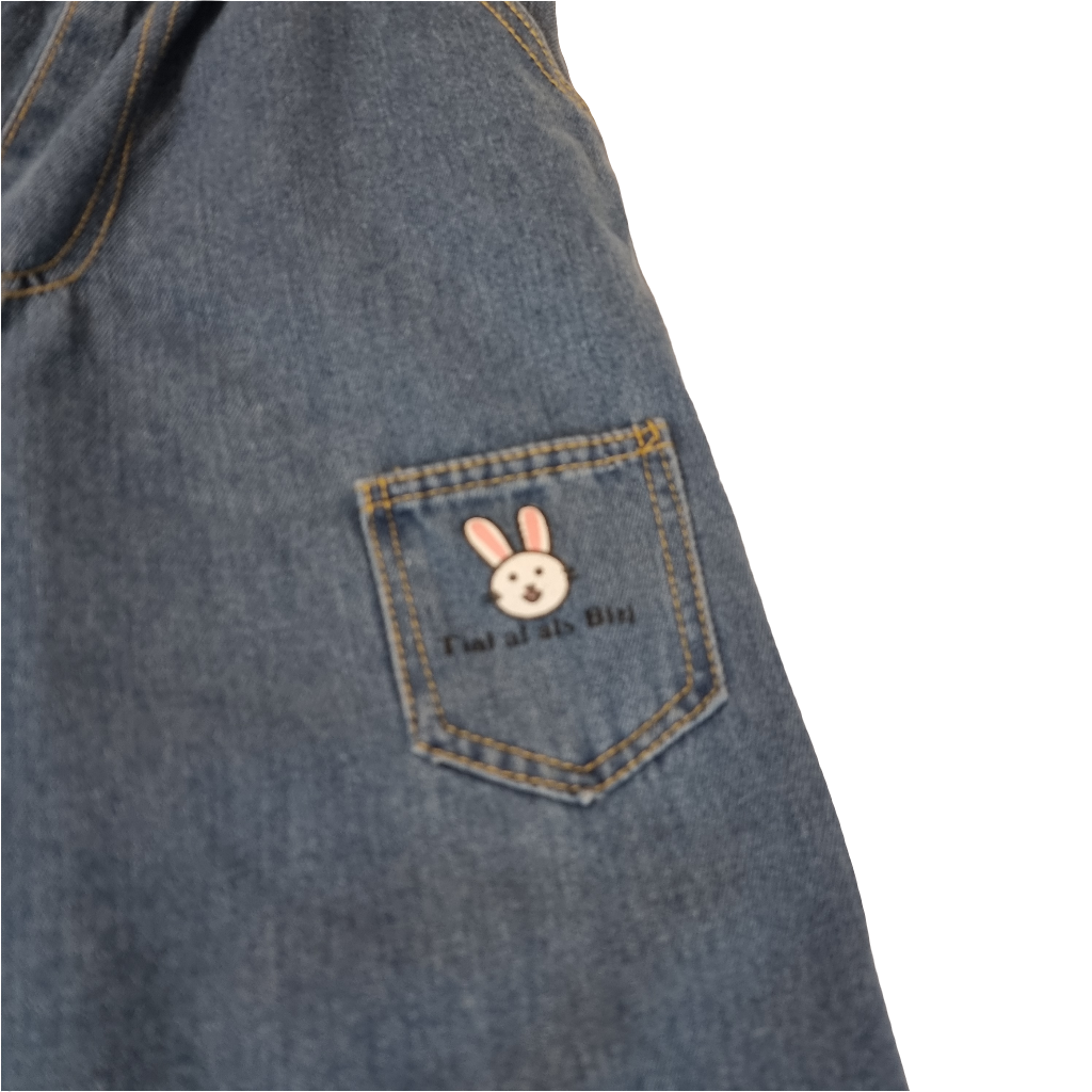 Bunny Embroidered Wide-Leg Jeans