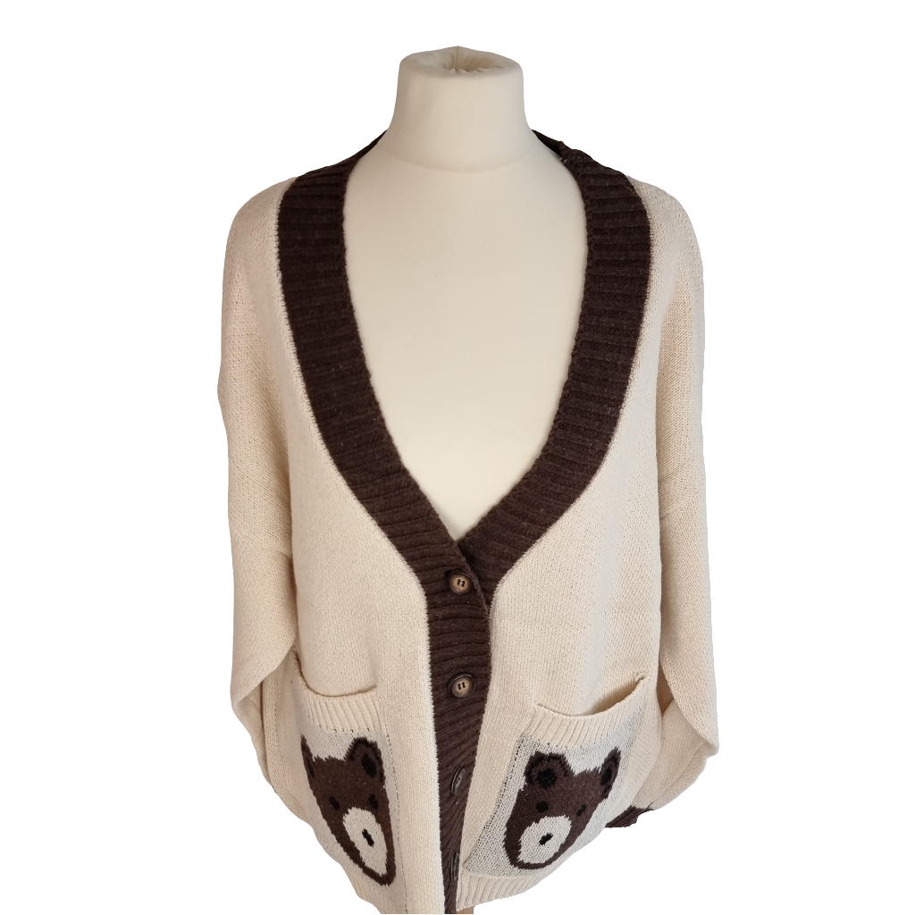 Cozy Bear Pocket Cream Cardigan