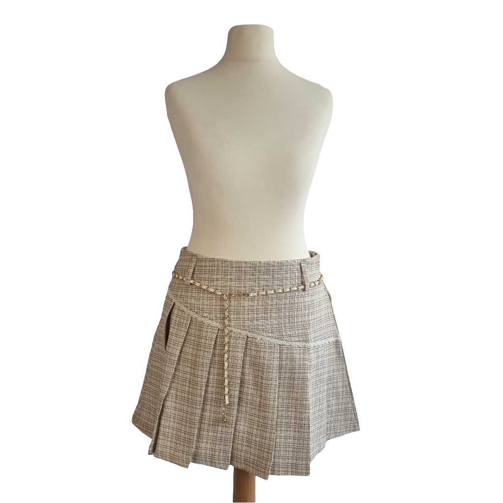 Classic Beige Plaid Skirt