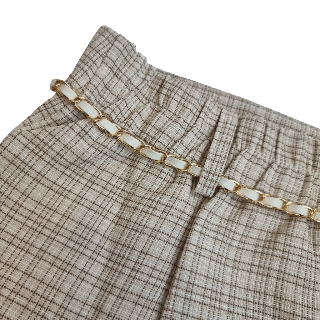 Classic Beige Plaid Skirt