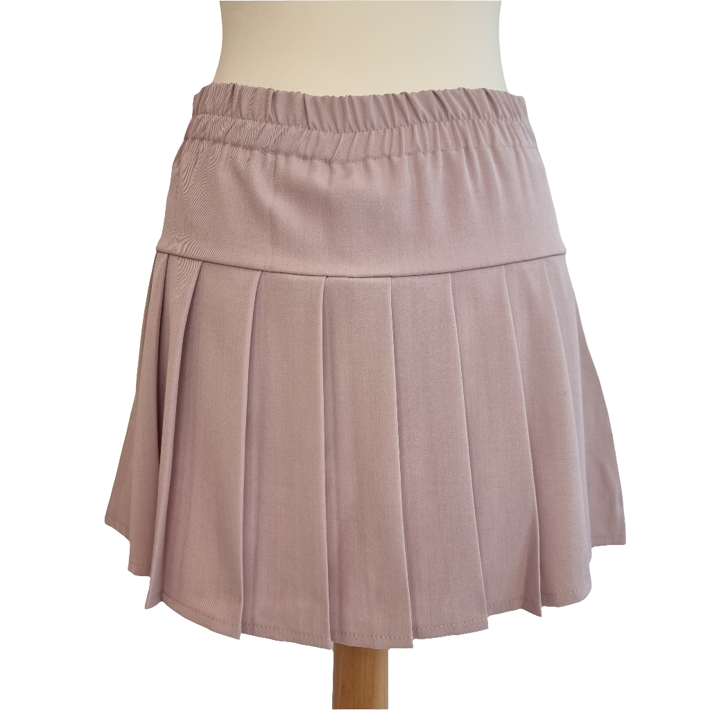 Satin Bow Accent Pleated Skirt in Rose Pink