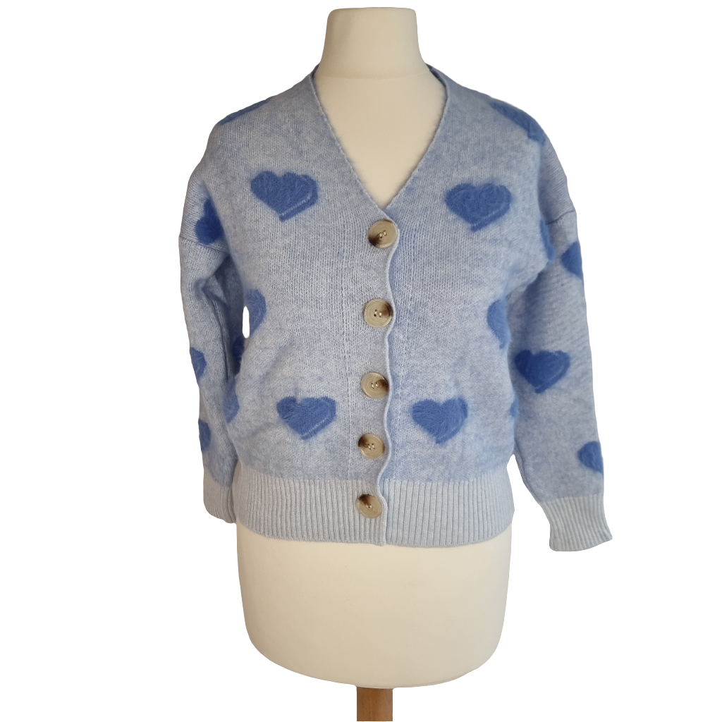 Cozy Heart Blue Knit Cardigan