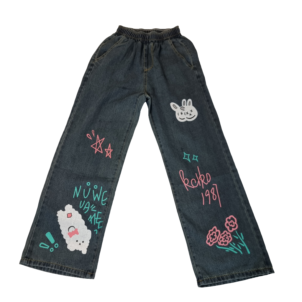 Retro Graphic Dark-Wash Jeans