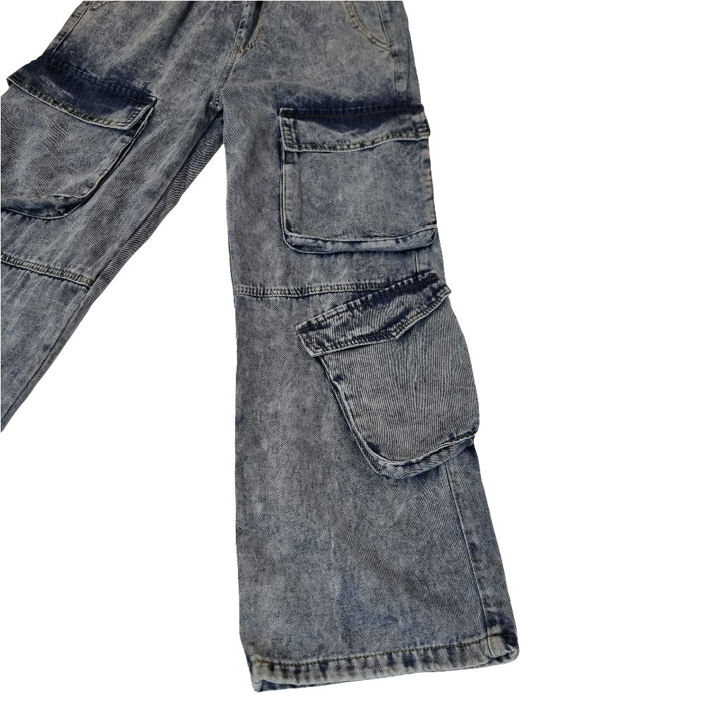 Vintage Washed Utility Cargo Jeans