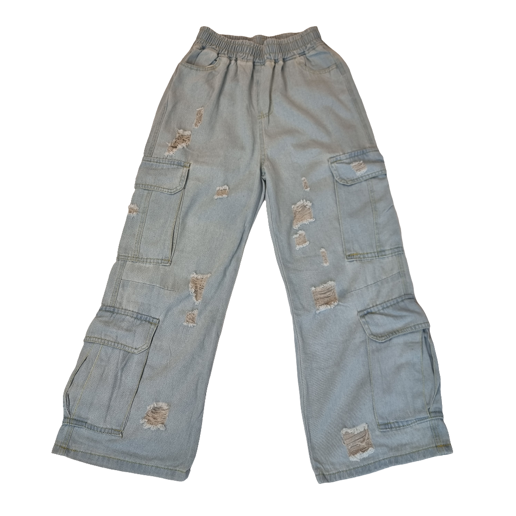 Distressed Utility Cargo Jeans