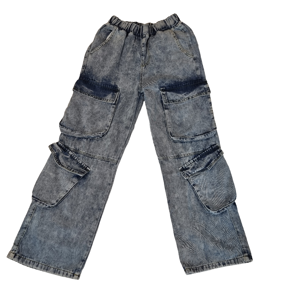 Vintage Washed Utility Cargo Jeans