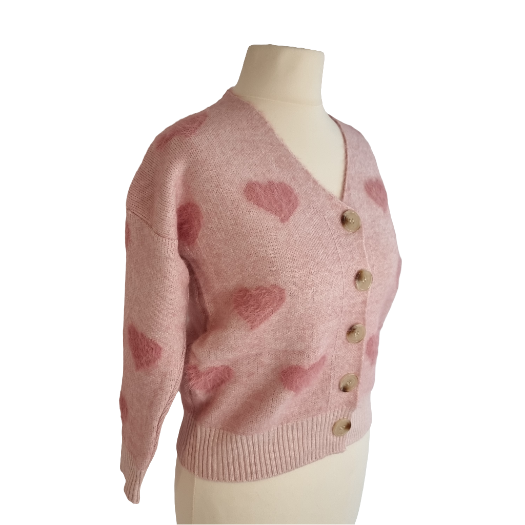 Cozy Heartfelt Pink Cardigan