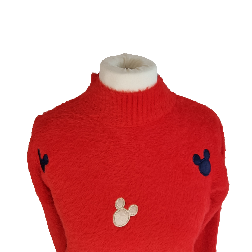 Cozy Mouse Patch Red Sweater