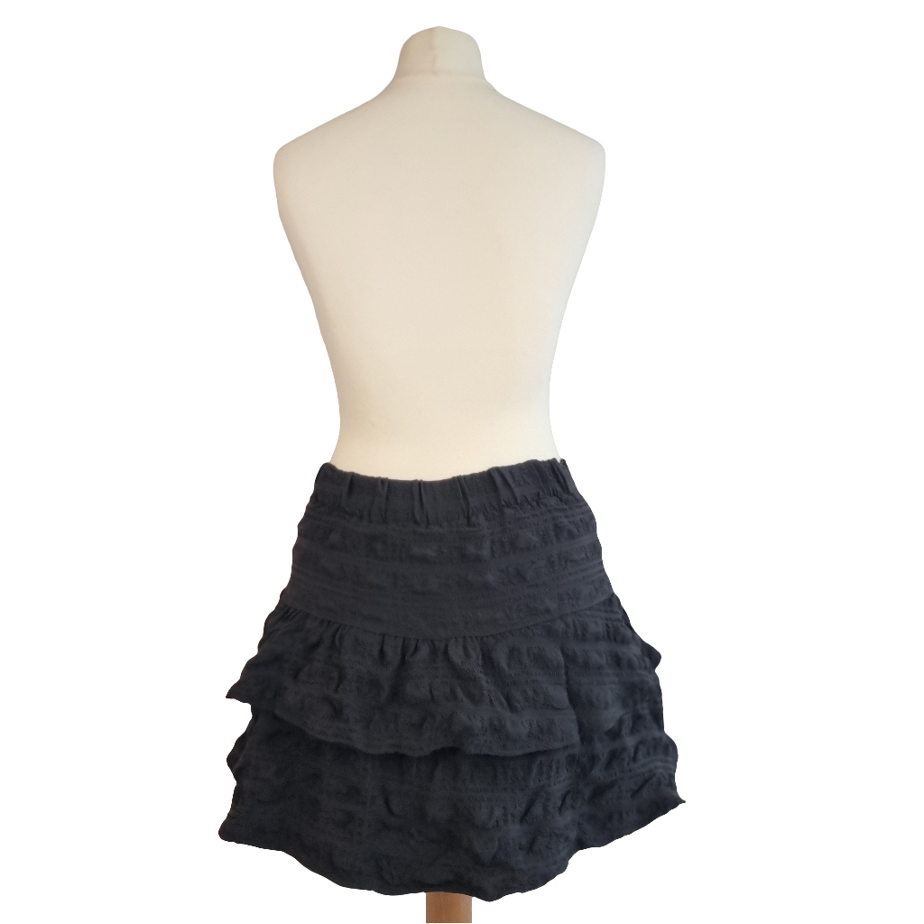 Vintage Chic Ruffle Layered Black Skirt