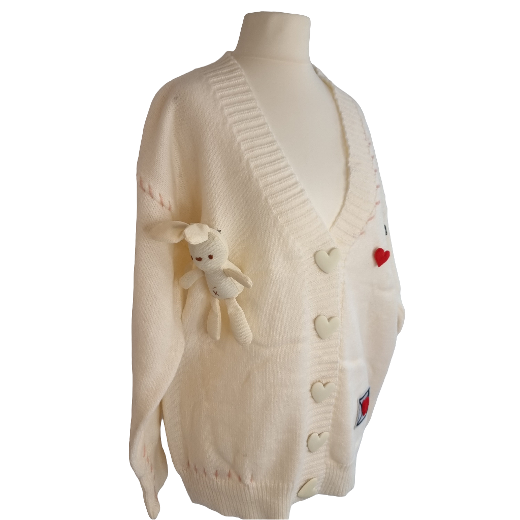 Sweetheart Bunny Companion Cream Cardigan