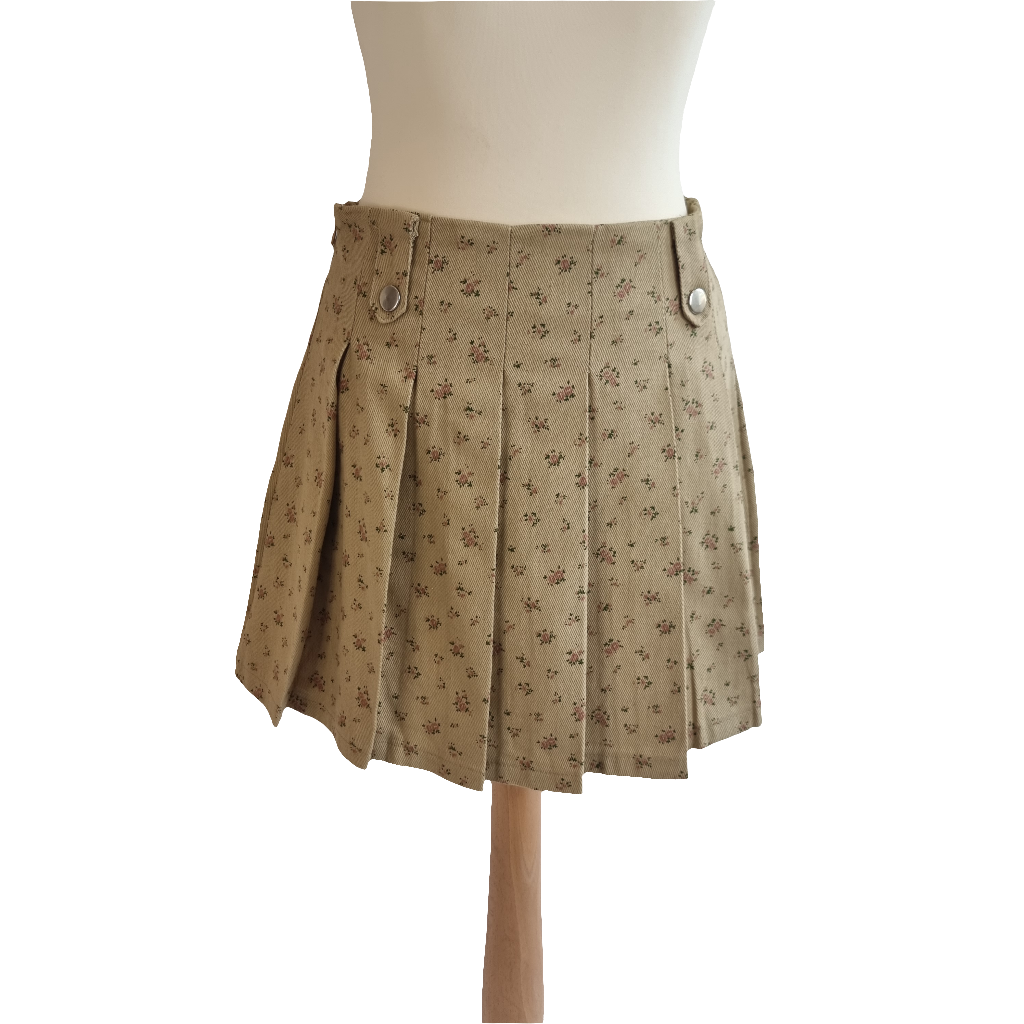 Vintage Floral Pleated Skirt