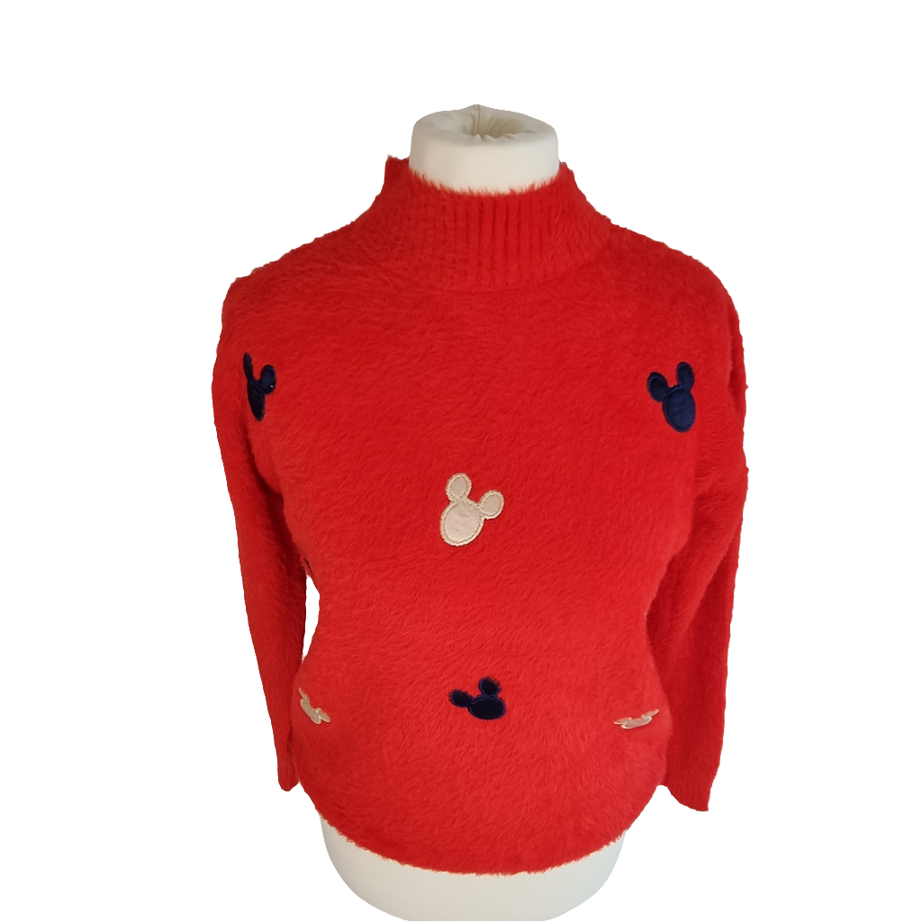 Cozy Mouse Patch Red Sweater