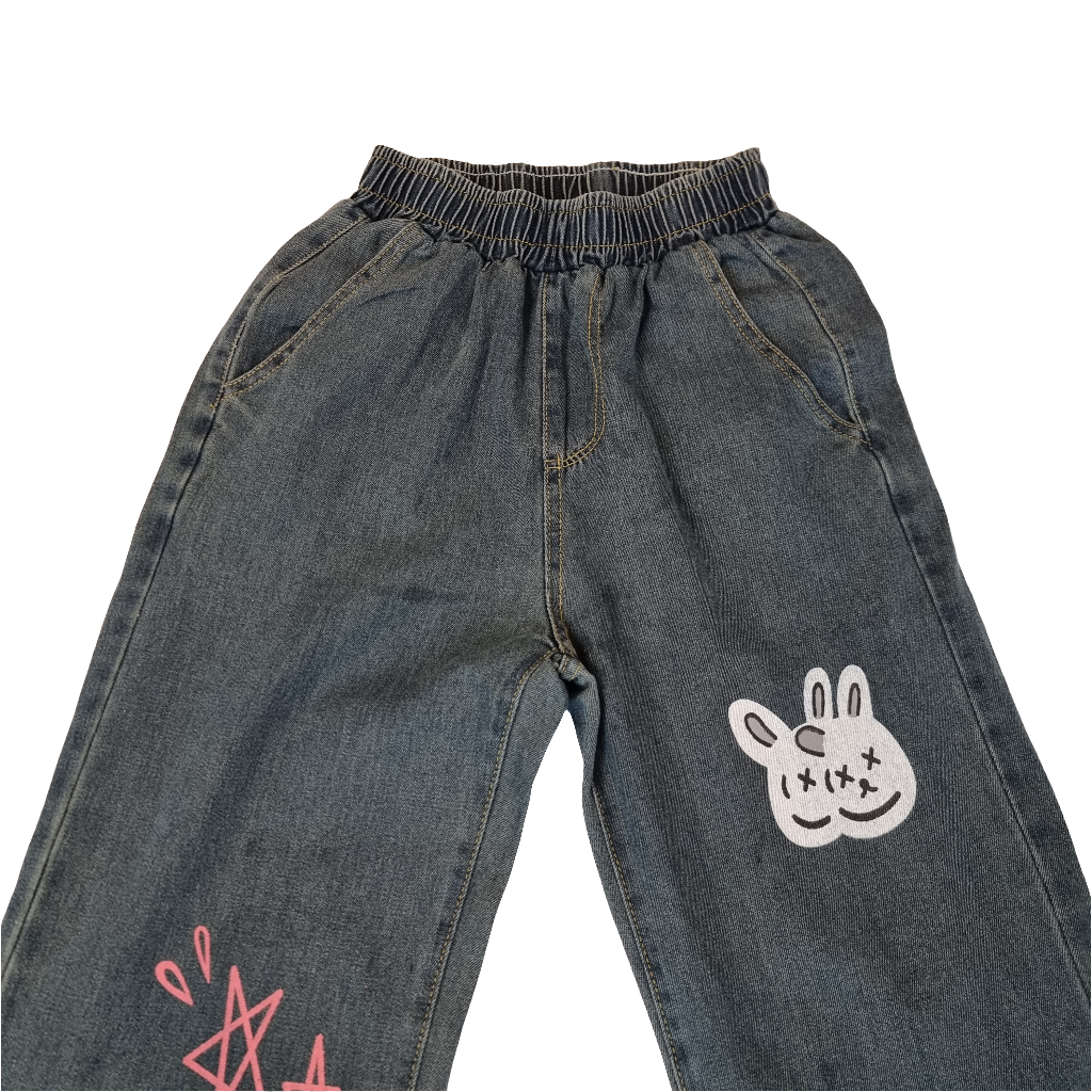 Retro Graphic Dark-Wash Jeans