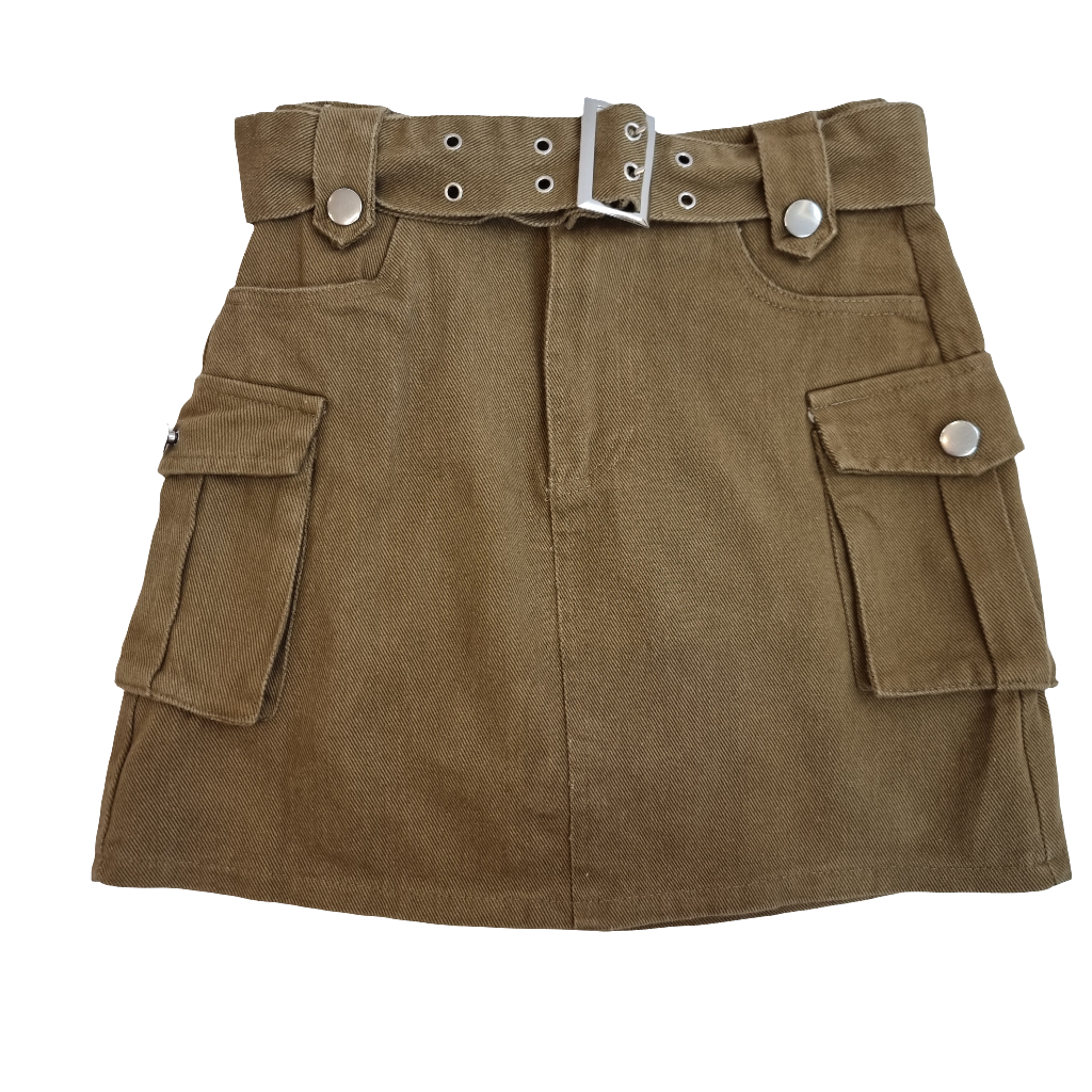 Khaki Cargo Mini Skirt