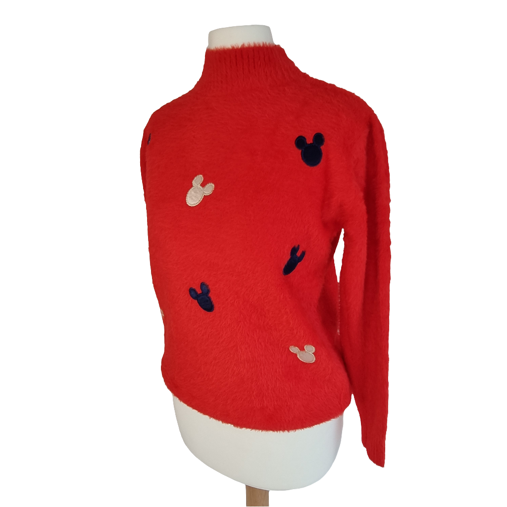 Cozy Mouse Patch Red Sweater