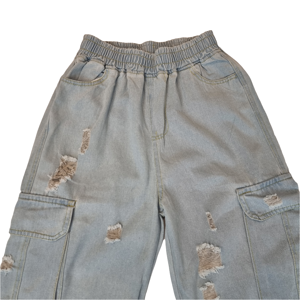 Distressed Utility Cargo Jeans