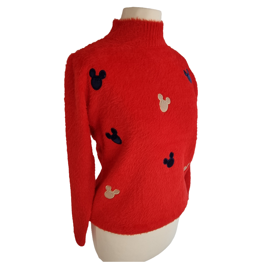 Cozy Mouse Patch Red Sweater