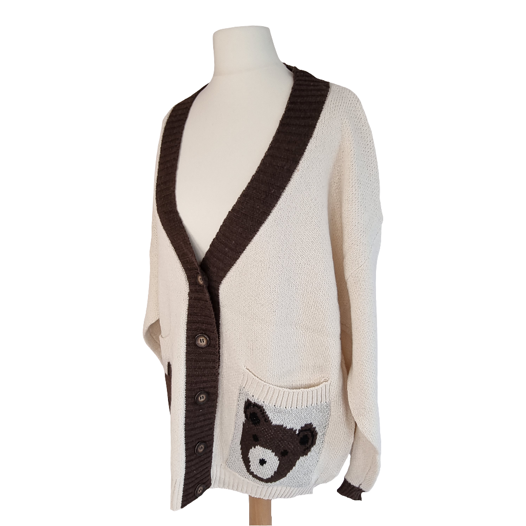 Cozy Bear Pocket Cream Cardigan