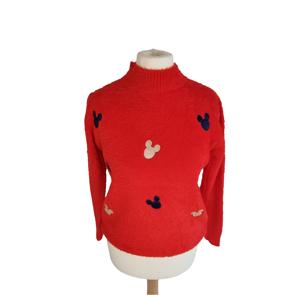 Cozy Mouse Patch Red Sweater