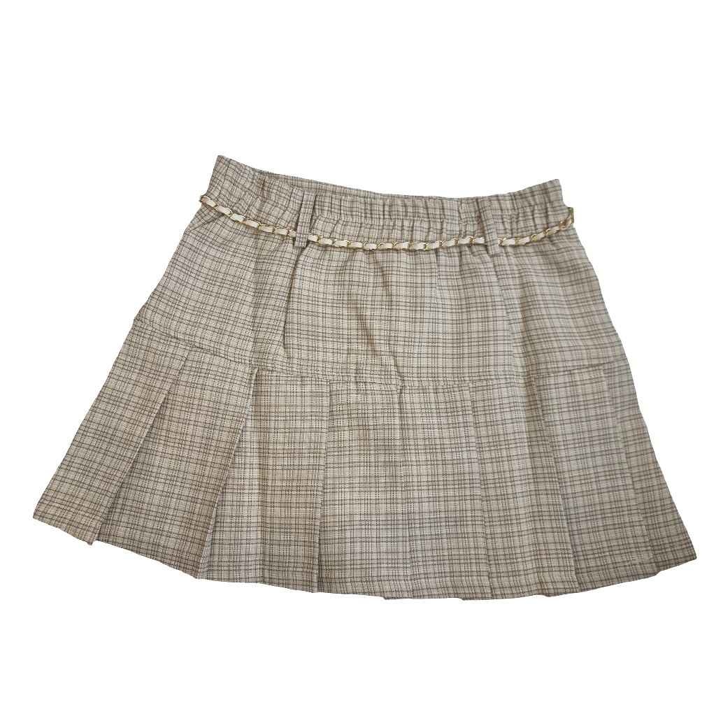 Classic Beige Plaid Skirt