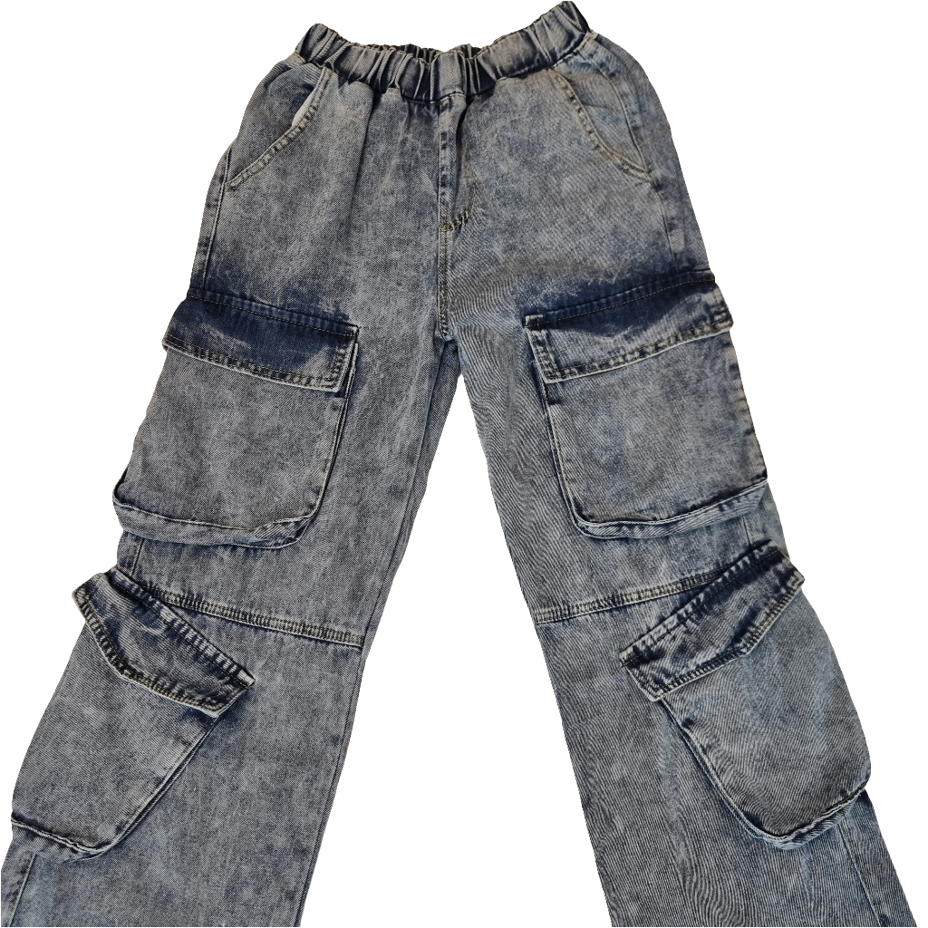 Vintage Washed Utility Cargo Jeans