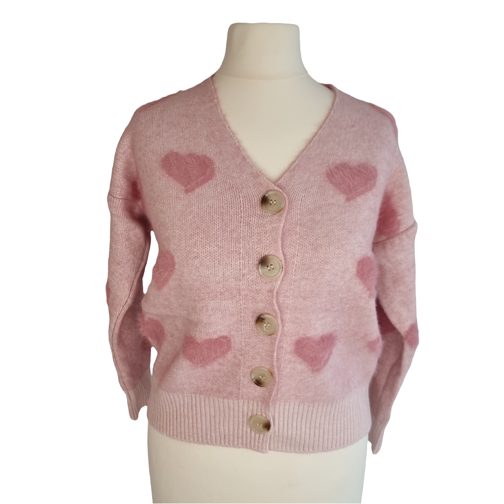 Cozy Heartfelt Pink Cardigan