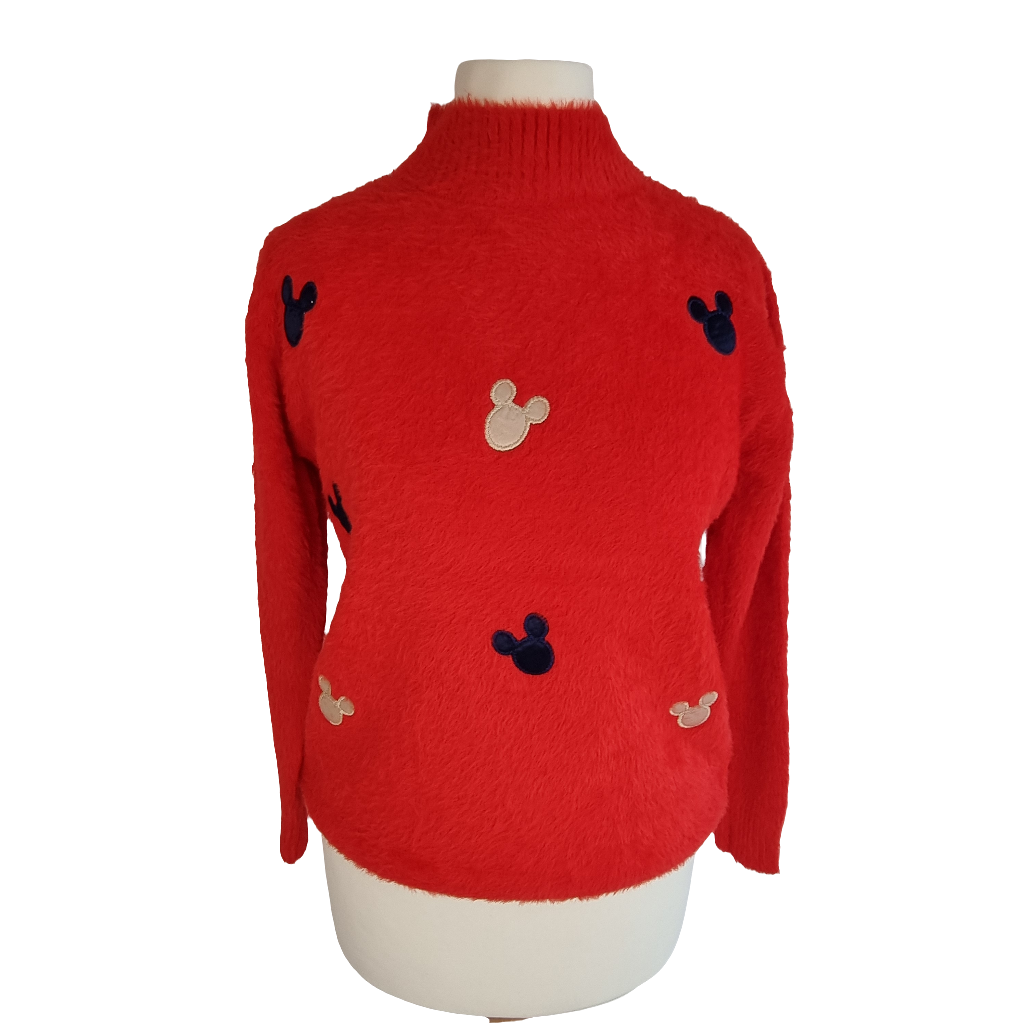 Cozy Mouse Patch Red Sweater