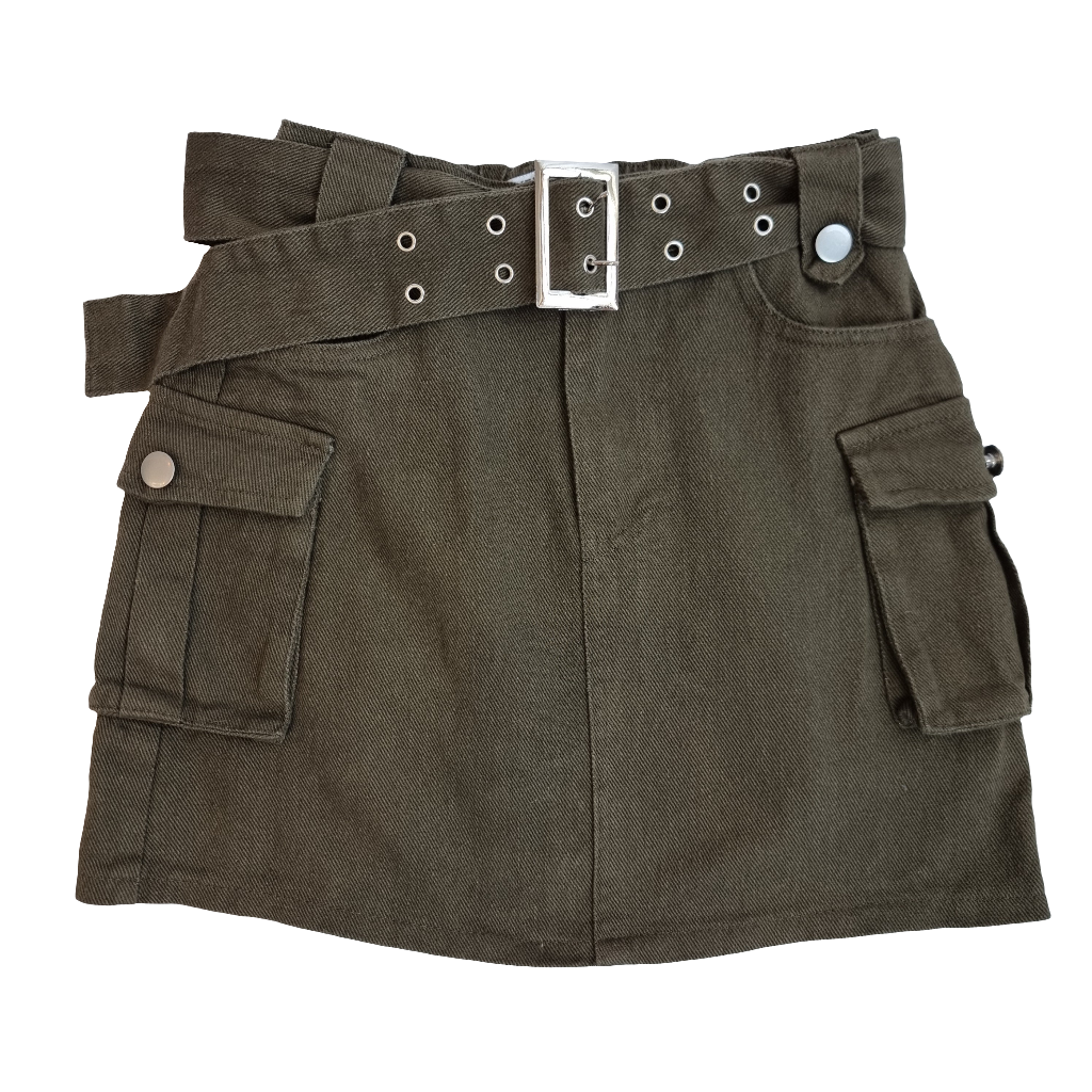 Olive Green Cargo Skirt