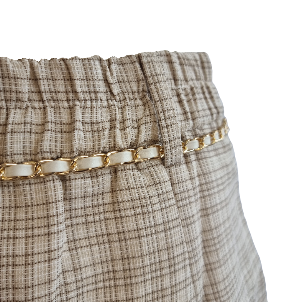 Classic Beige Plaid Skirt