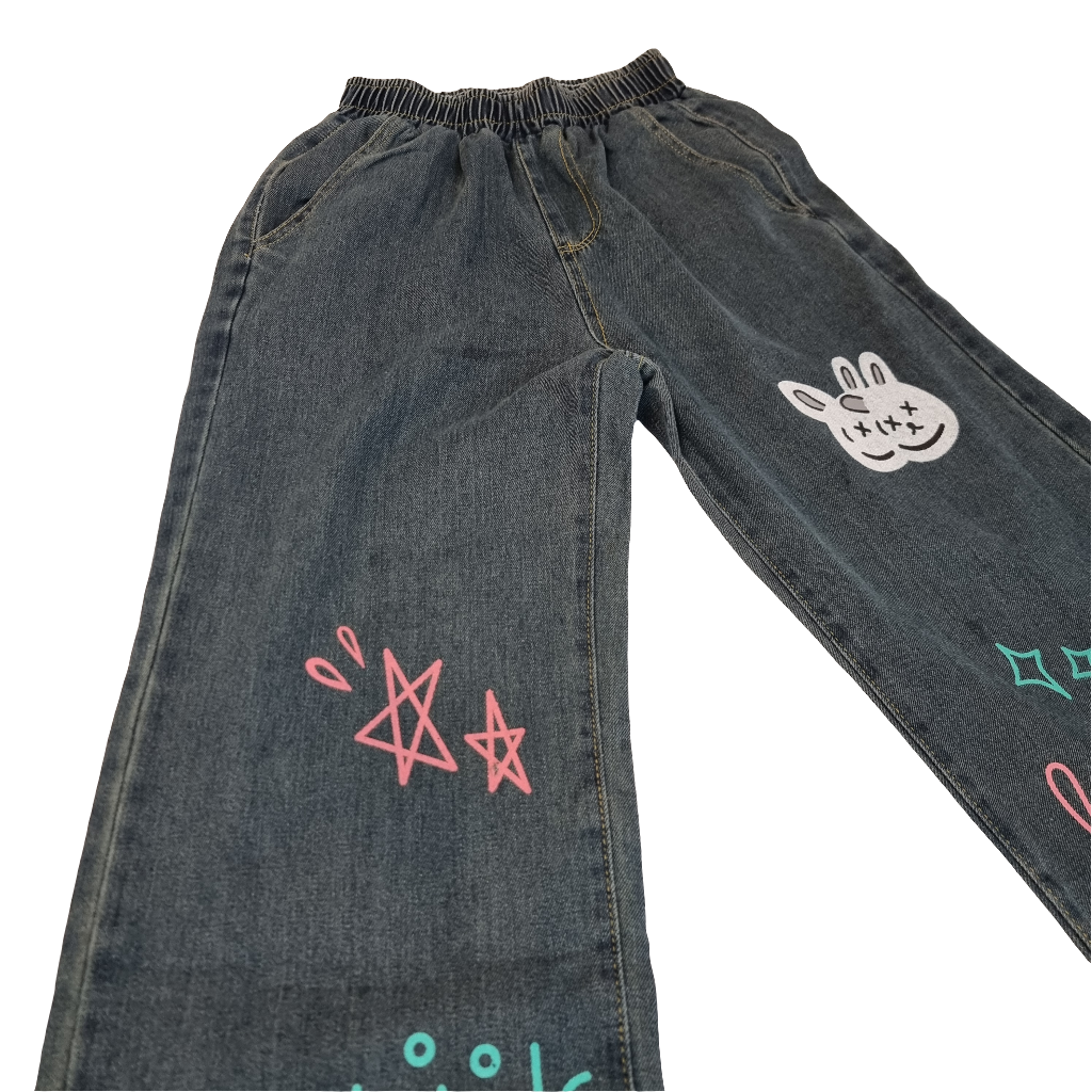 Retro Graphic Dark-Wash Jeans