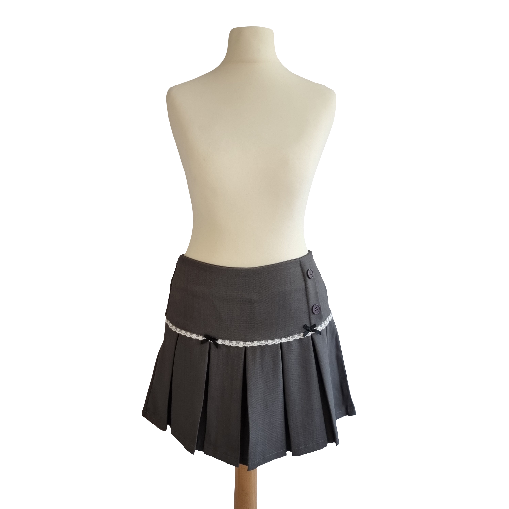 Charcoal Lace Bow Skirt