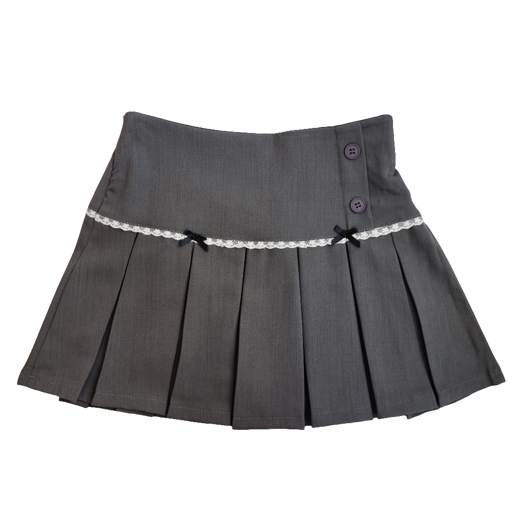 Charcoal Lace Bow Skirt