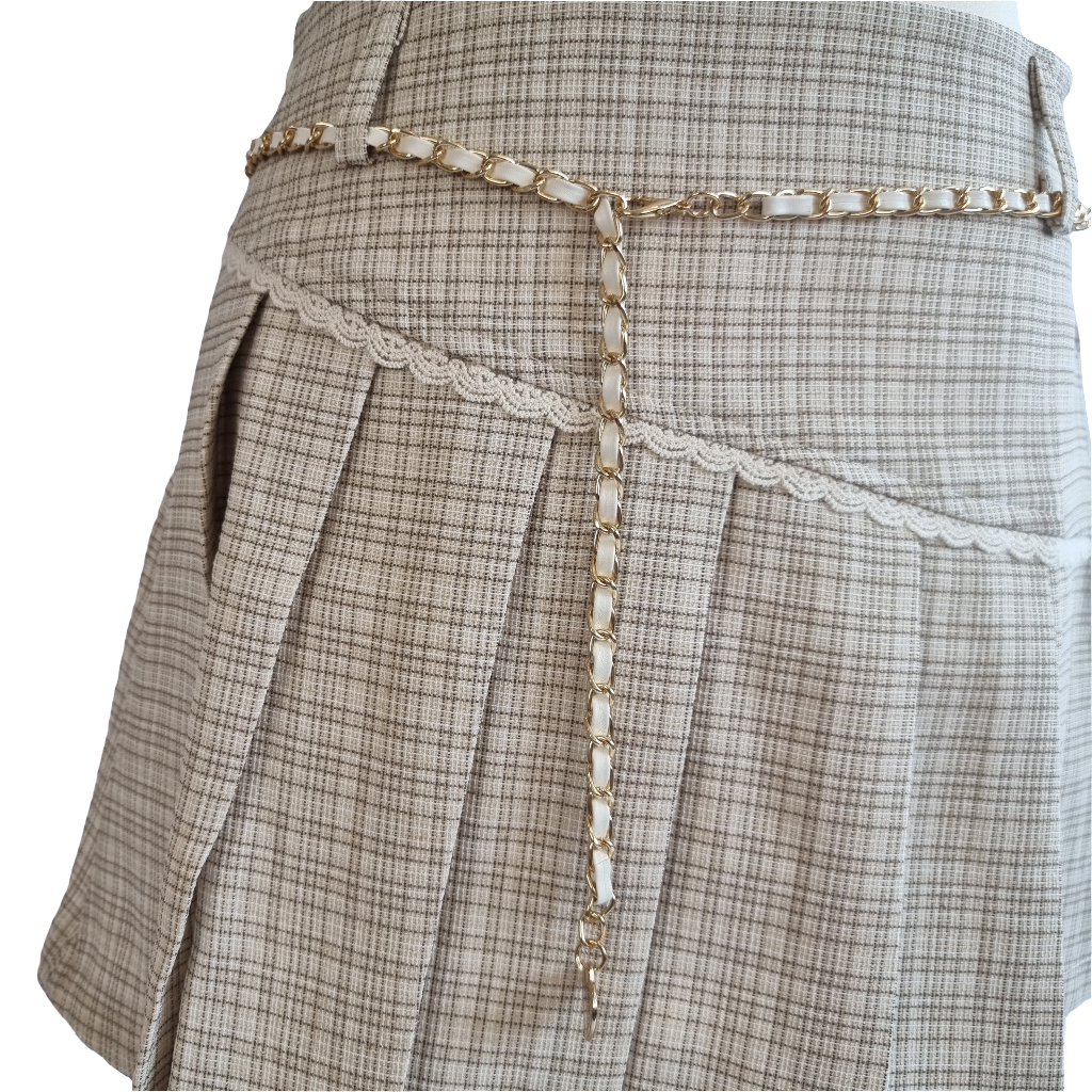 Classic Beige Plaid Skirt