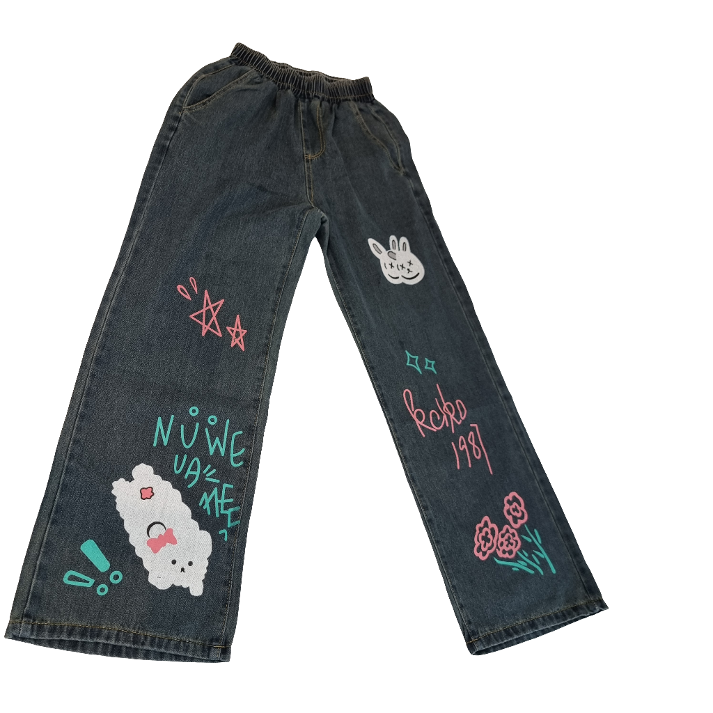 Retro Graphic Dark-Wash Jeans