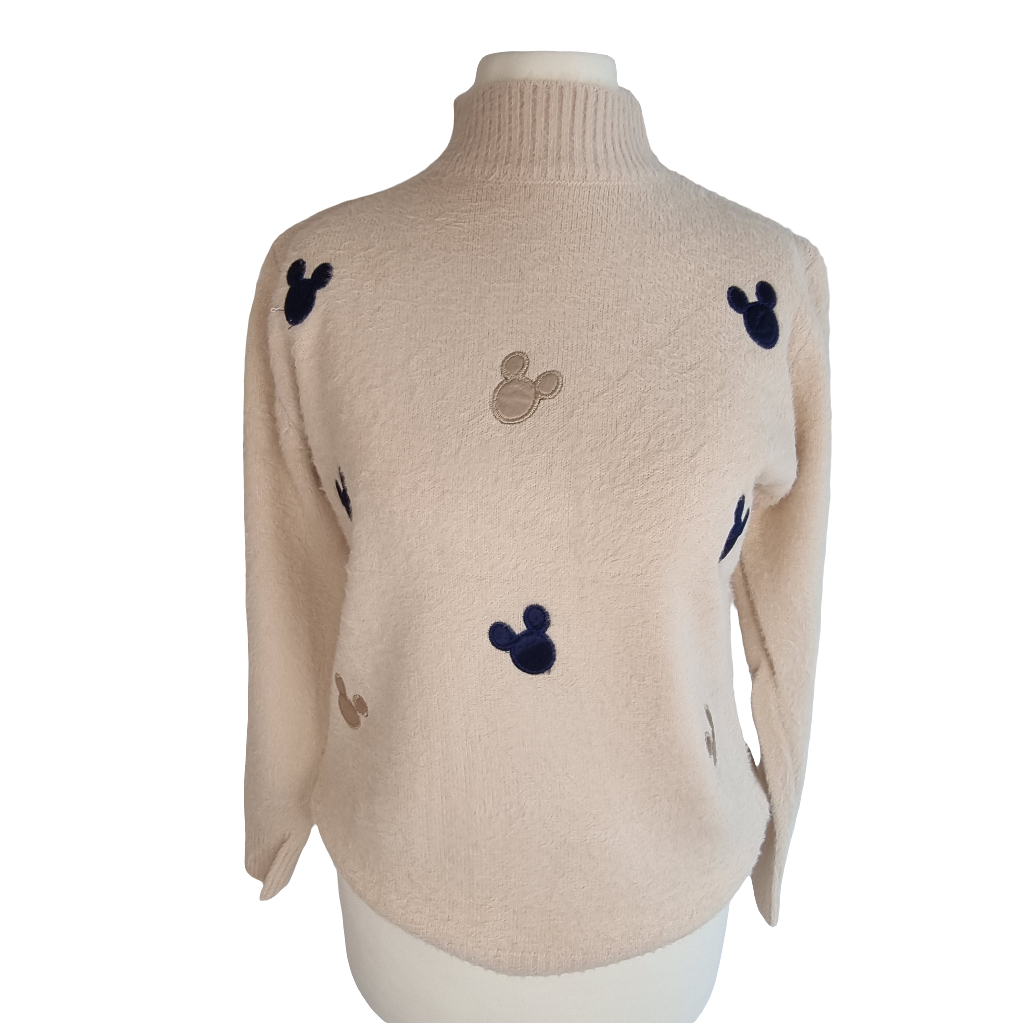 Cozy Mickey-Inspired Beige Sweater