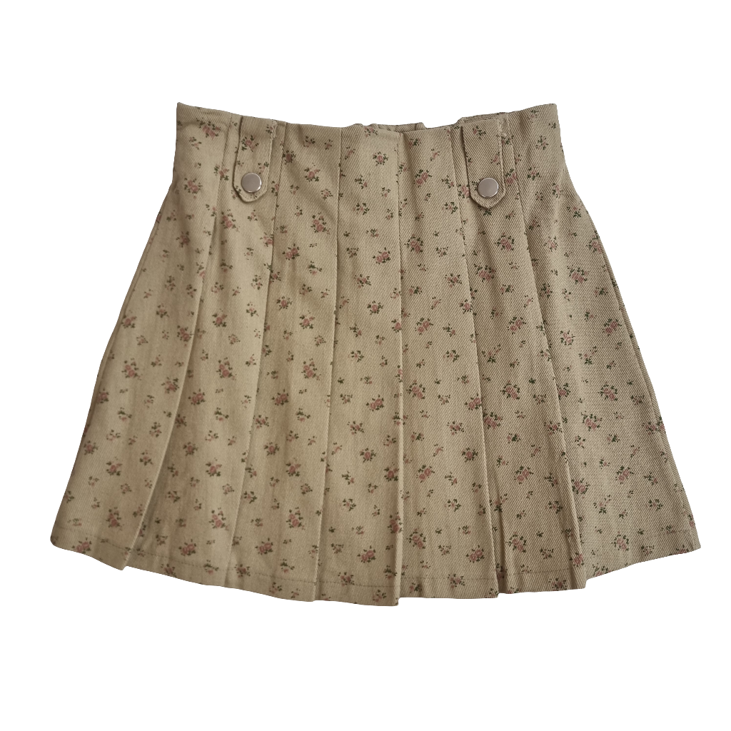 Vintage Floral Pleated Skirt