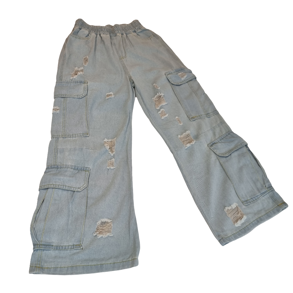 Distressed Utility Cargo Jeans